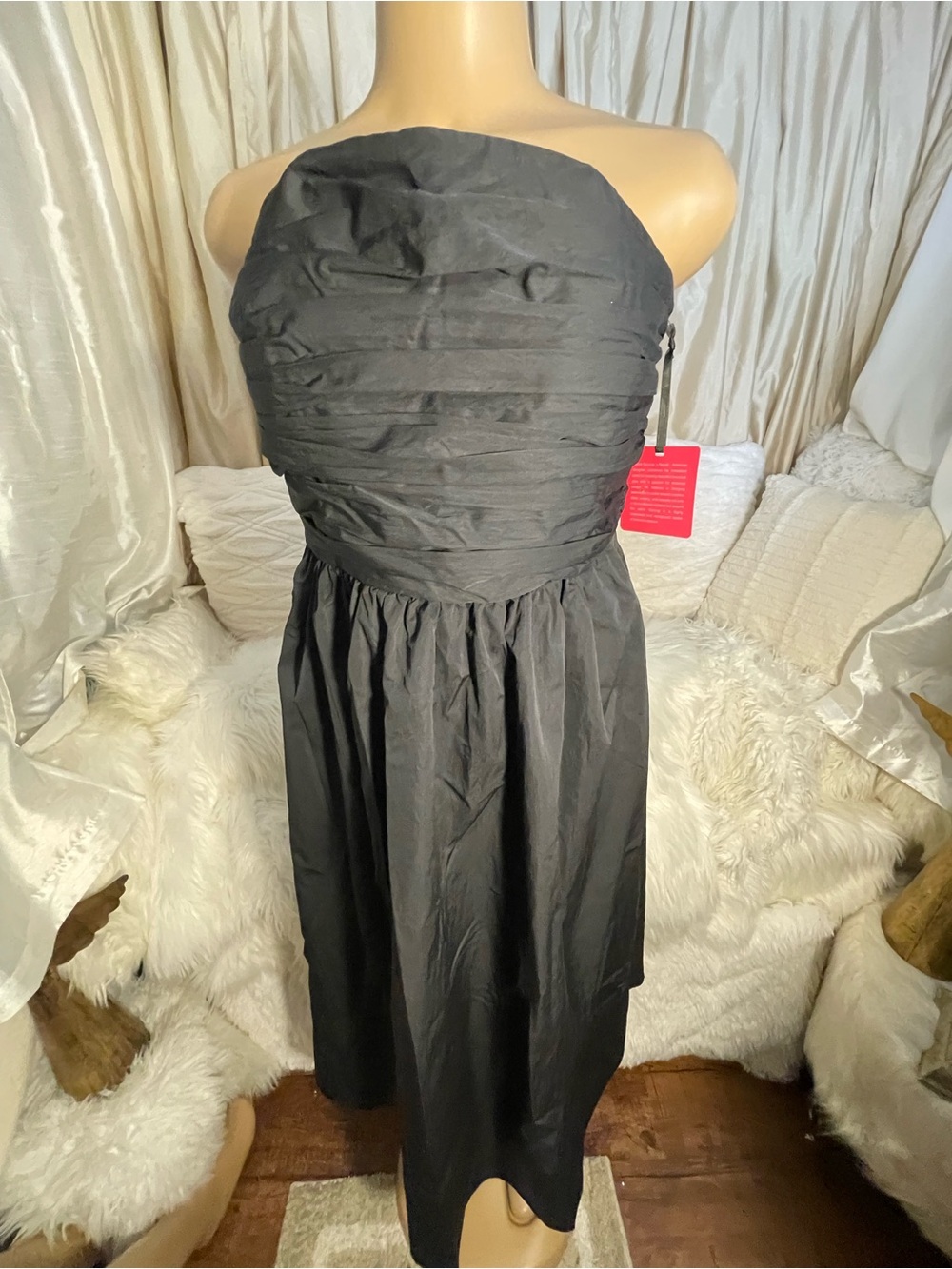 Impo Strapless Black Ruched Bodice Cocktail Dress